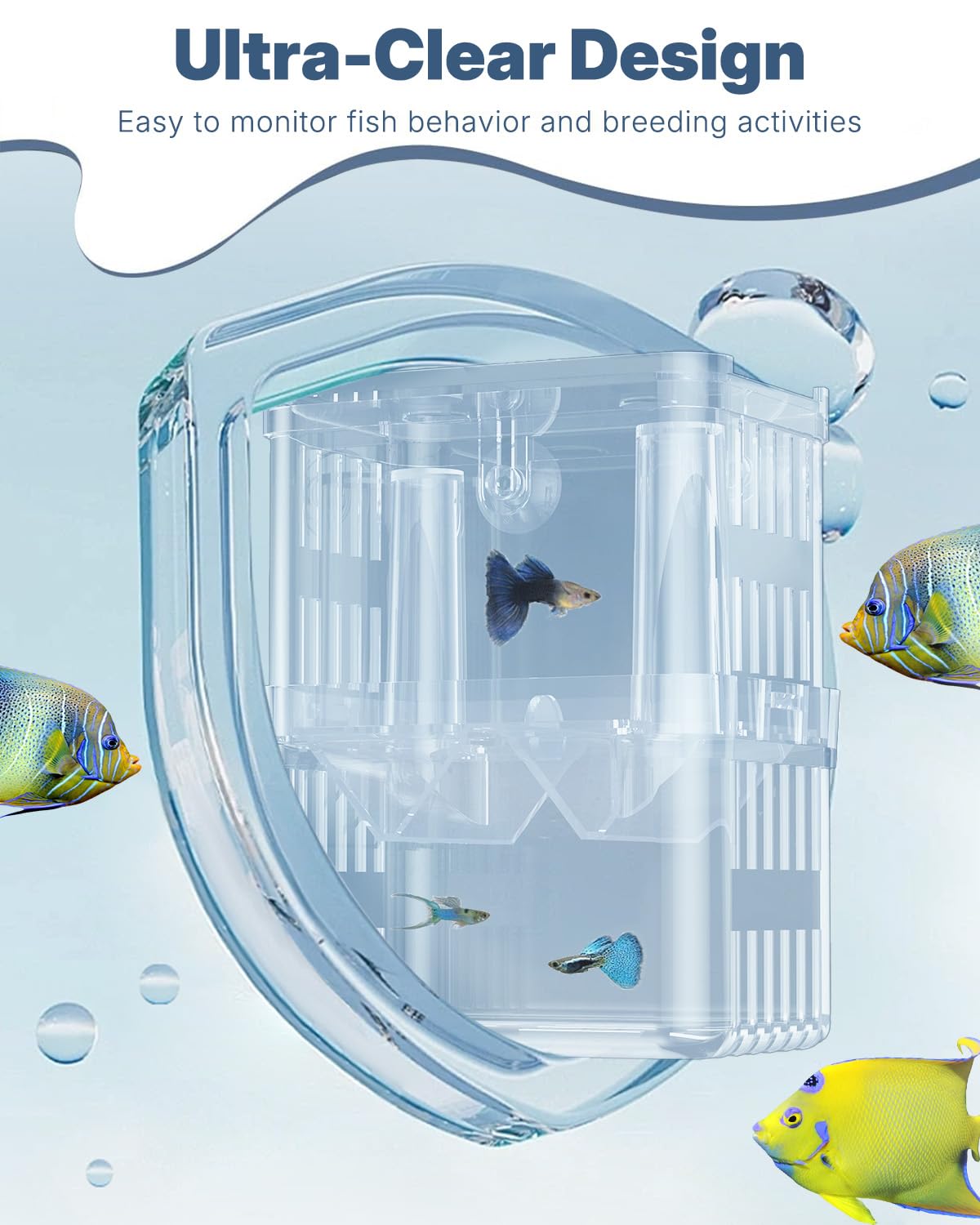 Pawfly Aquarium Breeding Box - Transparent Plastic Breeder Box for Fish Tank, Fry Hatchery Incubator for Baby Fish, Shrimp, Betta, Clownfish, Guppy, Large
