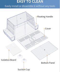 Pawfly Aquarium Fish Breeding Box Acrylic Hatchery Incubator Tank with Suction Cups Medium Isolation Box for Baby Fish Shrimp Betta and Guppy