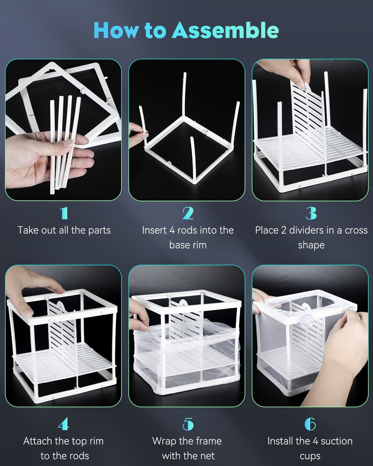 Pawfly Fish Tank Breeder Net Aquarium Fish Breeder Box with Nylon Mesh & Suction Cups Separation Net Small Fish Fry Hatchery Incubator Hatching Box for Baby Fish Shrimp Betta