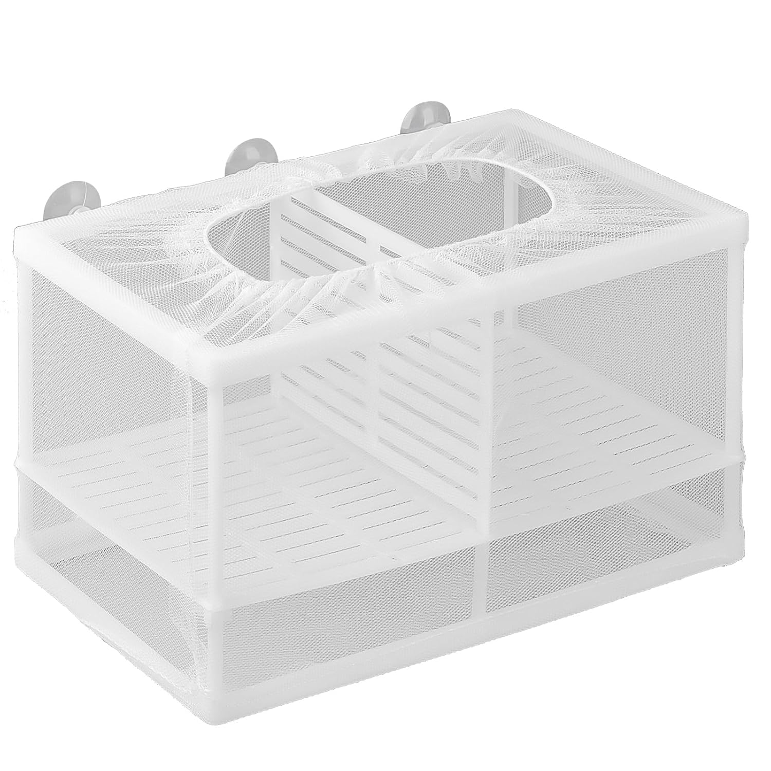 Pawfly Fish Tank Breeder Net Aquarium Fish Breeder Box with Nylon Mesh & Suction Cups Separation Net Small Fish Fry Hatchery Incubator Hatching Box for Baby Fish Shrimp Betta