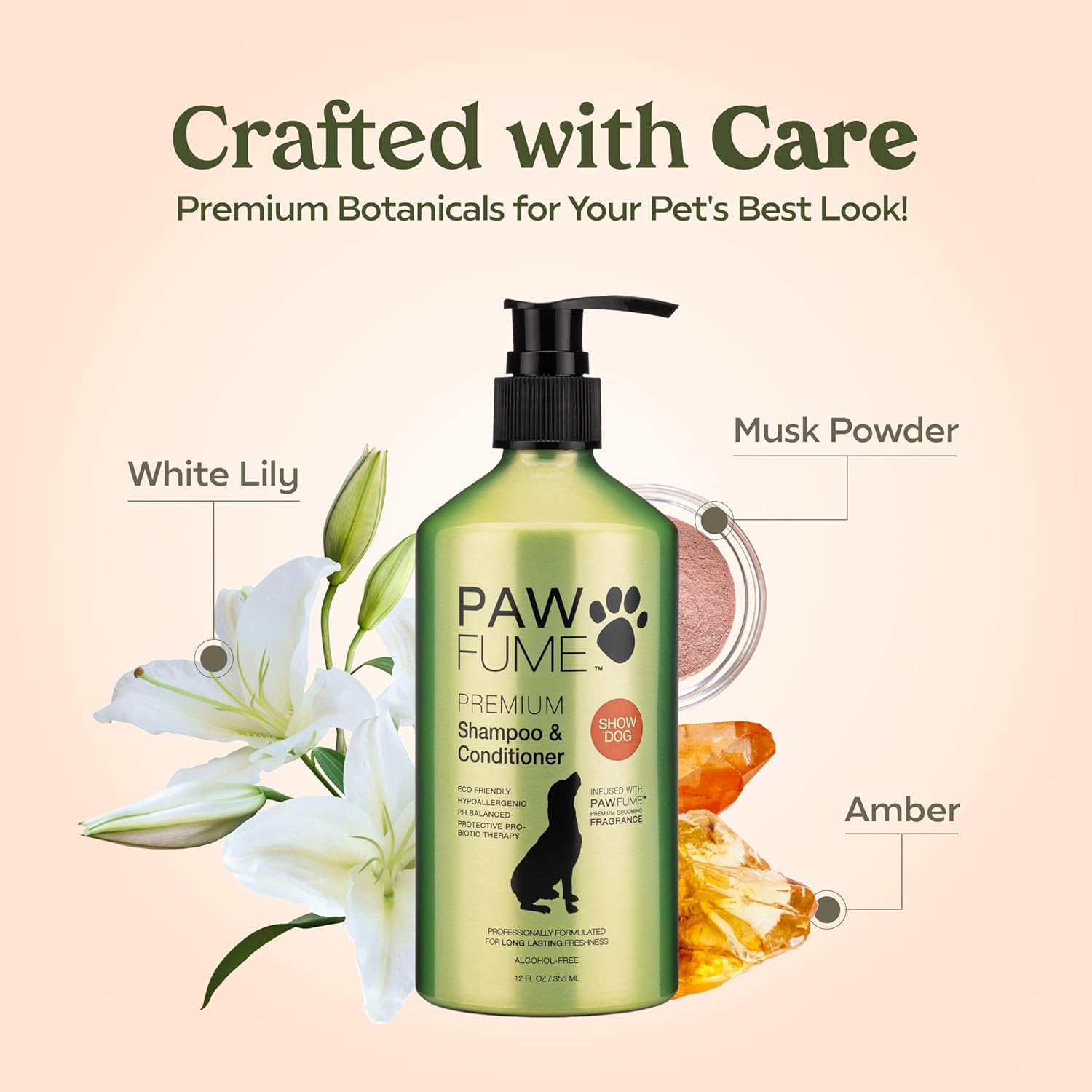 PAWFUME Deshedding Dog Shampoo and Conditioner, Show Dog, 1-Pack – Nourish & Detangle for Silky Soft Coat – Probiotic, Deep-Cleaning, pH-Balanced Formula – Salon-Quality Shampoo...