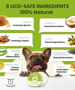 PawSono Lick-Safe Dog Paw & Nose Balm with Coconut Oil | All-Natural Moisturizer & Soother for Dry, Cracked Pads & Snout | Heat & Cold Pavement Protection Wax, Nose Butter for...