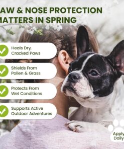 PawSono Lick-Safe Dog Paw & Nose Balm with Coconut Oil | All-Natural Moisturizer & Soother for Dry, Cracked Pads & Snout | Heat & Cold Pavement Protection Wax, Nose Butter for...