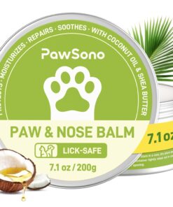 PawSono Lick-Safe Dog Paw & Nose Balm with Coconut Oil | All-Natural Moisturizer & Soother for Dry, Cracked Pads & Snout | Heat & Cold Pavement Protection Wax, Nose Butter for...