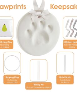 Pearhead Pet Paw Print Keepsake Ornament Kit, Memorial Clay Paw Impression for Dogs & Cats, DIY Hanging Pet Memorial with Ribbons, Pet Keepsake Gift