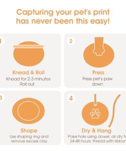 Pearhead Pet Paw Print Keepsake Ornament Kit, Memorial Clay Paw Impression for Dogs & Cats, DIY Hanging Pet Memorial with Ribbons, Pet Keepsake Gift