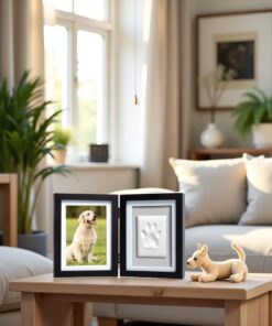 Pearhead Pet Paw Print Photo Frame With Clay Imprint Kit - Wooden Pet Paw Print Frame, DIY Memorial Keepsake for Cats and Dogs, No Mess Clay for Perfect Pawprints, Ideal Home...