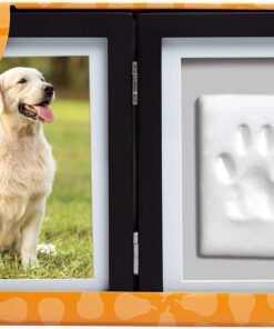 Pearhead Pet Paw Print Photo Frame With Clay Imprint Kit - Wooden Pet Paw Print Frame, DIY Memorial Keepsake for Cats and Dogs, No Mess Clay for Perfect Pawprints, Ideal Home...