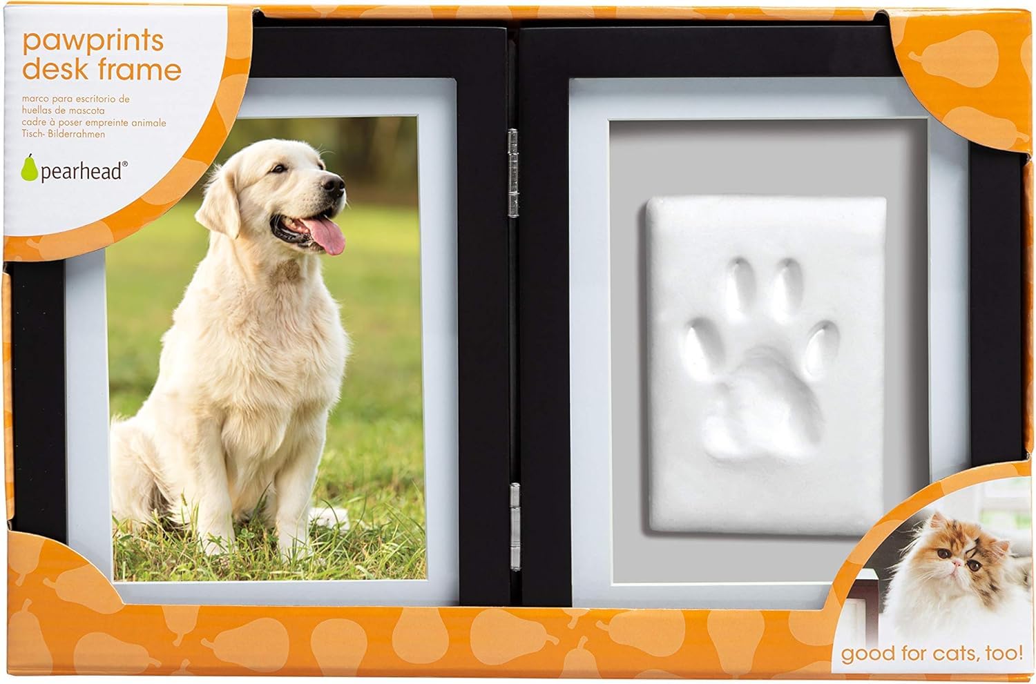 Pearhead Pet Paw Print Photo Frame With Clay Imprint Kit - Wooden Pet Paw Print Frame, DIY Memorial Keepsake for Cats and Dogs, No Mess Clay for Perfect Pawprints, Ideal Home...