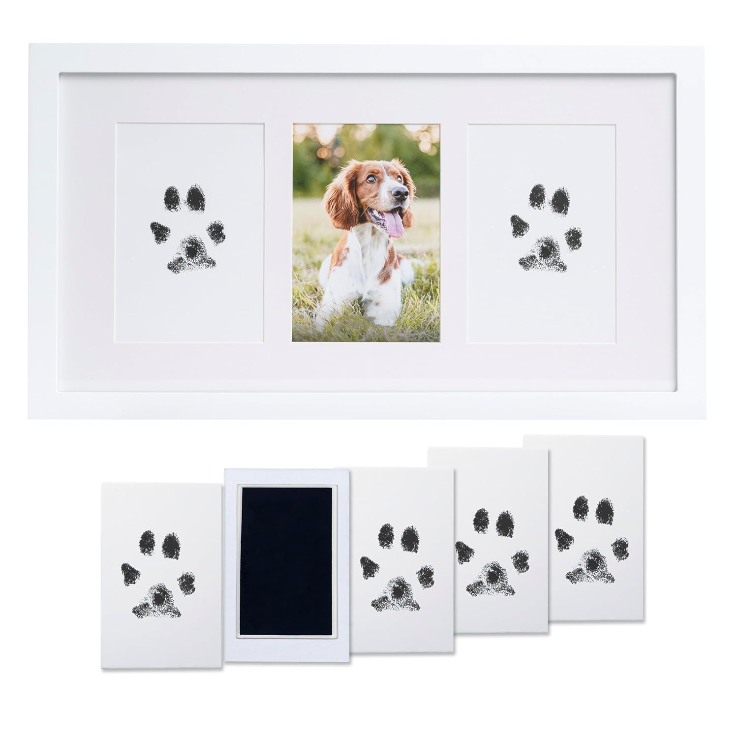Pearhead Pet Paw Print Photo Frame With Clay Imprint Kit - Wooden Pet Paw Print Frame, DIY Memorial Keepsake for Cats and Dogs, No Mess Clay for Perfect Pawprints, Ideal Home...