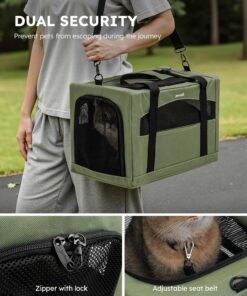 Pecute Cat Carrier Stable, Pet Carrier with Hidden Anxiety Relief Partition & Stable Steel Frame, Safe Cat Carrier for Car Travel, Soft-Sided Dog/Cat Carrier Bag for Pets Up to...