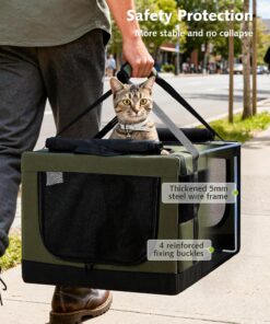 Pecute Dual Compartment Pet Carrier for Multi-Cat Families & Small Dog Owners, Collapsible Dog Crate with Reinforced Steel Frame, Car Safety Design for Travel, Vet Visits & Home...