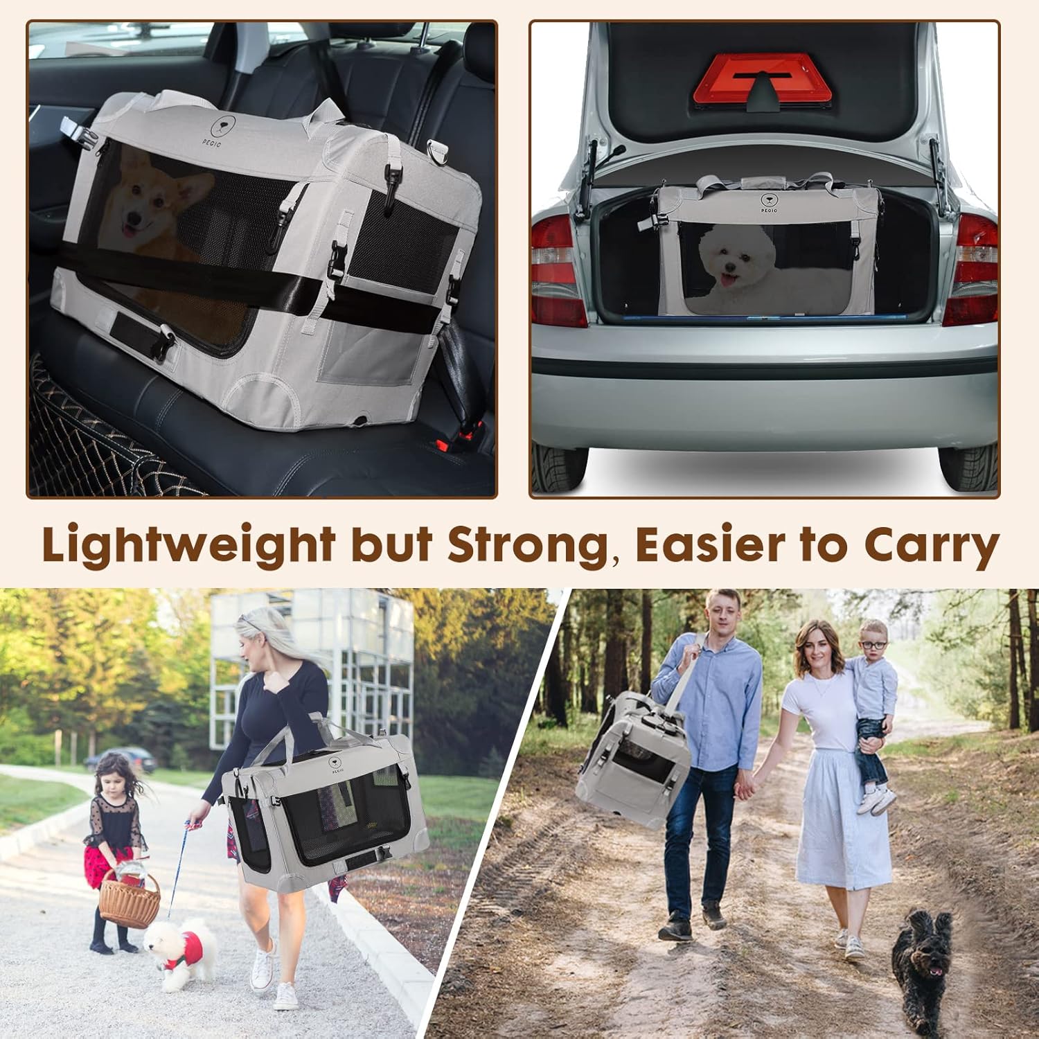 PEGIC Extra Large Cat Carrier for 2 Cats, Portable Soft Sided Large Pet Carrier for Traveling, Indoor and Outdoor Uses, 24"×16"×16" (X-Large)