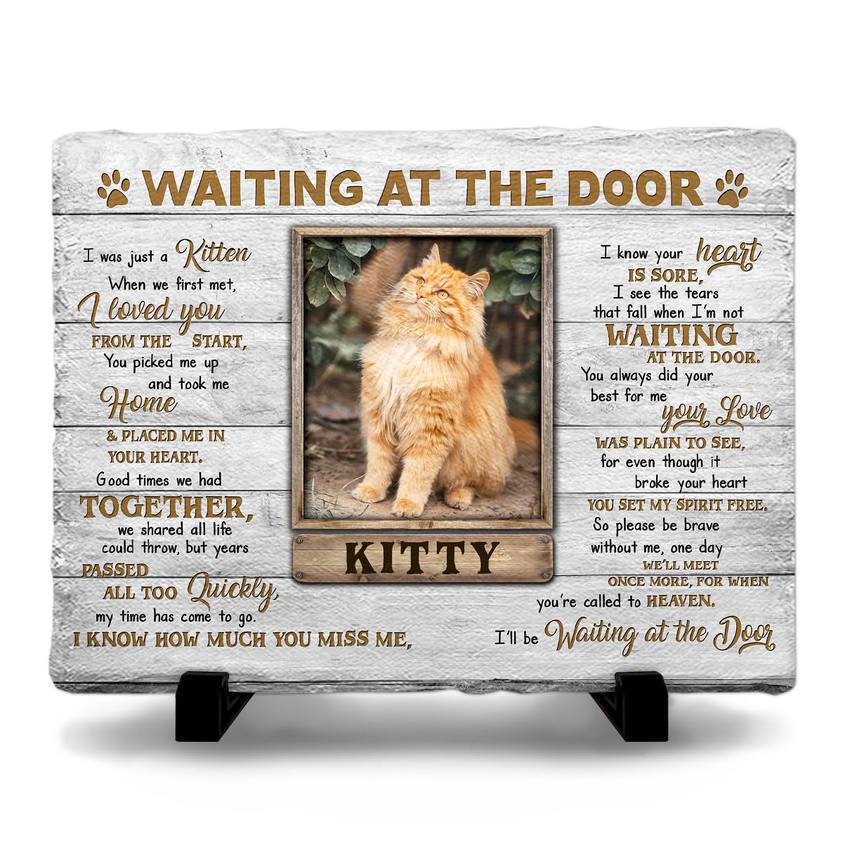 Personalized Cat Memorial Stone, Headstones Gift for Cat Lovers, Loss of Sympathy Gifts with Customizable Photo Prints, Name, Years, Background Color
