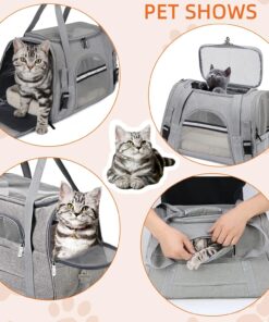 Pet Carrier Bag Airline Approved Up for Cats and Dogs Up to 20LBs, Soft Cat Carrier Dog Carrier Travel Kitten Carrier with Mat, Nail Clipper, Brush, Foldable Bowl Cat Accessories