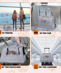 Pet Carrier Bag Airline Approved Up for Cats and Dogs Up to 20LBs, Soft Cat Carrier Dog Carrier Travel Kitten Carrier with Mat, Nail Clipper, Brush, Foldable Bowl Cat Accessories