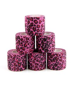 Pet First Aid Tape Waterproof Self Adherent Cohesive Bandage for Dogs Cats Horses Breathable Non-Woven Elastic Self Adhesive Sports Tapes (Leopard print)