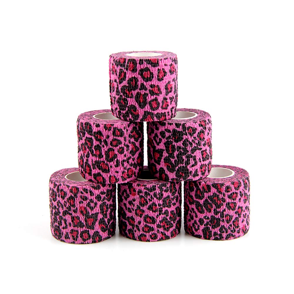 Pet First Aid Tape Waterproof Self Adherent Cohesive Bandage for Dogs Cats Horses Breathable Non-Woven Elastic Self Adhesive Sports Tapes (Leopard print)