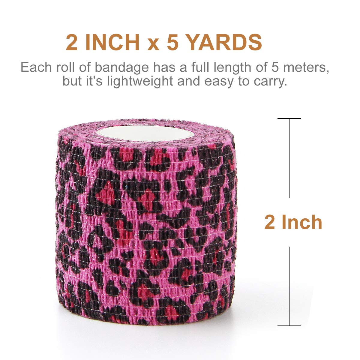 Pet First Aid Tape Waterproof Self Adherent Cohesive Bandage for Dogs Cats Horses Breathable Non-Woven Elastic Self Adhesive Sports Tapes (Leopard print)