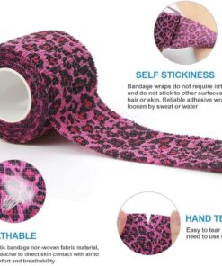 Pet First Aid Tape Waterproof Self Adherent Cohesive Bandage for Dogs Cats Horses Breathable Non-Woven Elastic Self Adhesive Sports Tapes (Leopard print)