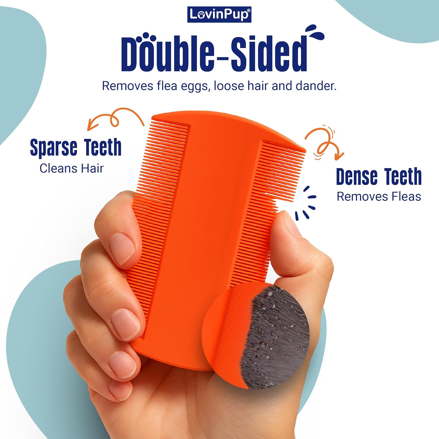Pet Flea Comb for Dogs & Cats (3-Pack) – Fleas, Loose Fur & Tick Removal Tool for Cats & Dogs – Gentle & Durable Fine-Tooth Pet Hair Comb for Comfortable, Clean Coat Care