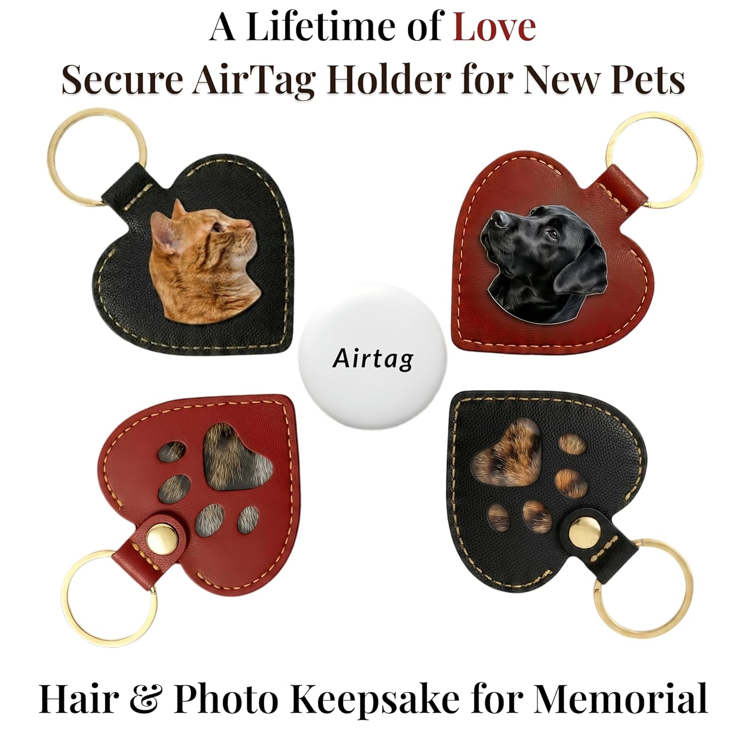 Pet Fur Keepsake Keychain - Dog Hair & Cat Fur Memory Charm, Pet Memorial Gift for Dog and Cat Lovers