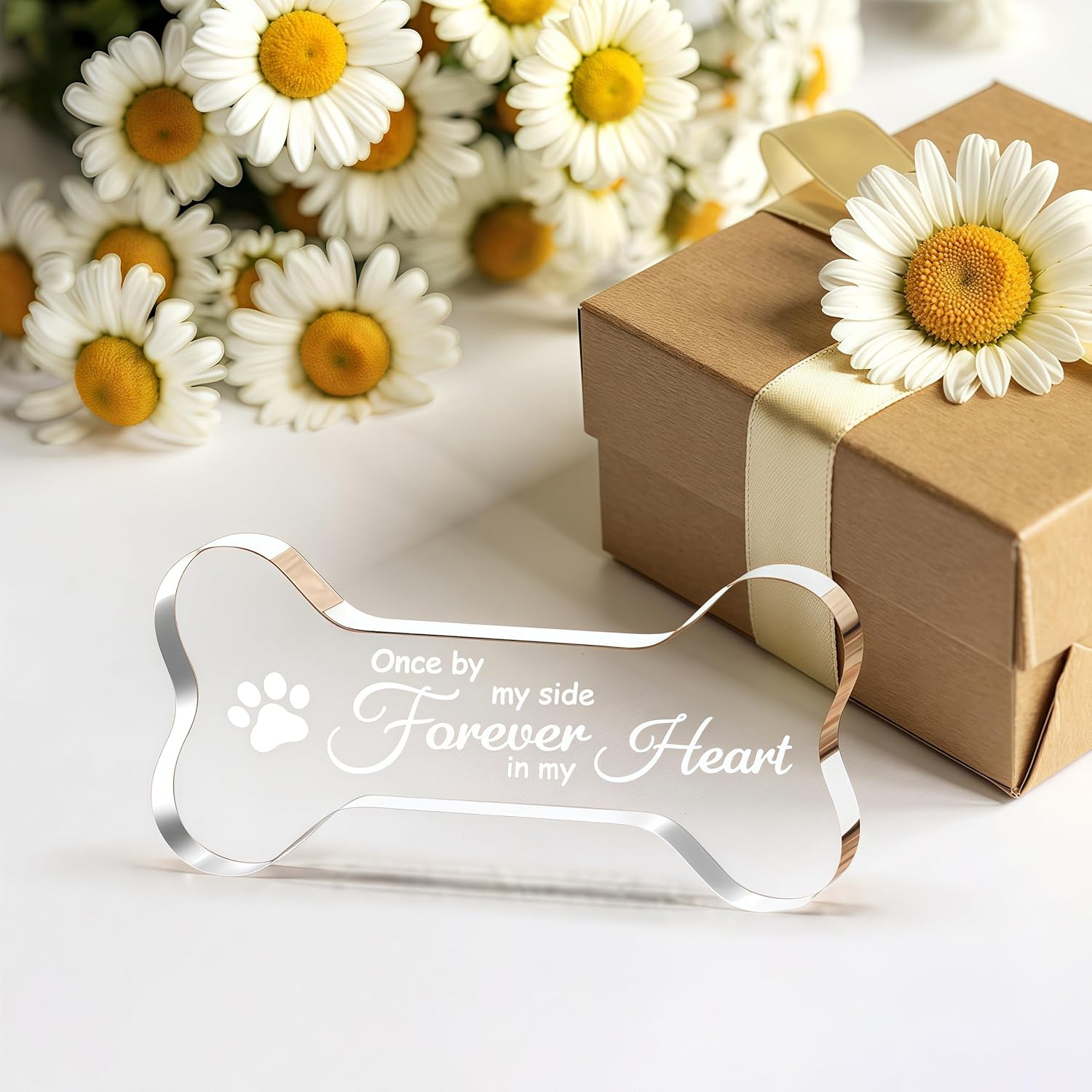 Pet Memorial Ornament Remembrance Gifts: Cynlsum Loss of Dog Cat Sympathy Gift Crystal Bone Shape Decor Ornament for Dogs Puppy Keepsake
