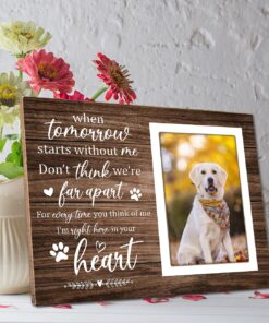 Pet Memorial Picture Frame, Pet Dog Memorial Picture Frame, Pet Cat Photo Frame, Photo Frame Gift for Dog Owners Sympathy for Loss of Pets Photo 4x6Inch12P039