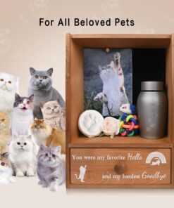 Pet Memorial Shadow Box Keepsake 9.25x13 Cat Memorial Gifts for Loss of Cat Death Sympathy and Remembrance Gift Large Pet Picture Frame Display Case with Deep Rainbow Bridge Drawer