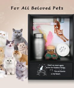 Pet Memorial Shadow Box Keepsake 9.2x13 Cat Memorial Gifts for Loss of Cat Death Sympathy Remembrance Bereavement Gift Large Pet Memory Box Frame Display Case with Deep Rainbow...
