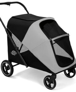 Pet Stroller for Small Dogs and Cats, One-Click Foldable Dog Stroller with Detachable Carrier & 3 Safety Tethers, Holds up to 33 lbs, Storage Basket & Cup Holder, Breathable...