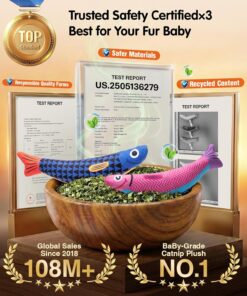 PetBusy Cat Toys with[5000mg A+Natural Catnip &Silvervine] [Baby Grade] Interactive Soft Chew Kicker Cat Toys for Indoor Cats & Kittens, [Crinkle &Bell] Fish Sound Toy, Drives...