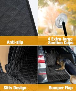 PETICON SUV Cargo Liner for Dogs, PU Leather Waterproof Pet Cargo Cover for SUVs Sedans Vans with Bumper Flap Protector, Scrachproof Non-Slip Large Size Dog Seat Mat Universal Fit