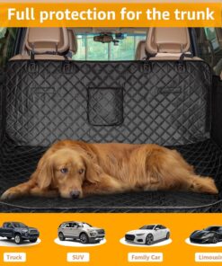 PETICON SUV Cargo Liner for Dogs, PU Leather Waterproof Pet Cargo Cover for SUVs Sedans Vans with Bumper Flap Protector, Scrachproof Non-Slip Large Size Dog Seat Mat Universal Fit