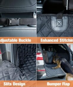 PETICON SUV Cargo Liner for Dogs with Mesh Window, Waterproof Pet Cargo Cover Dog Seat Mat for SUVs Sedans Vans with Bumper Flap Protector, Non-Slip, Large Size Universal Fit