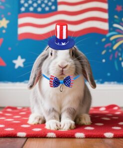 PETKNOWS 6 Pcs Pet Independence Day Costume, Uncle Sam's Hat for July 4th American Flag Tie for Rabbits Guinea Pigs and Small Pets Costumes