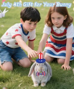 PETKNOWS 6 Pcs Pet Independence Day Costume, Uncle Sam's Hat for July 4th American Flag Tie for Rabbits Guinea Pigs and Small Pets Costumes