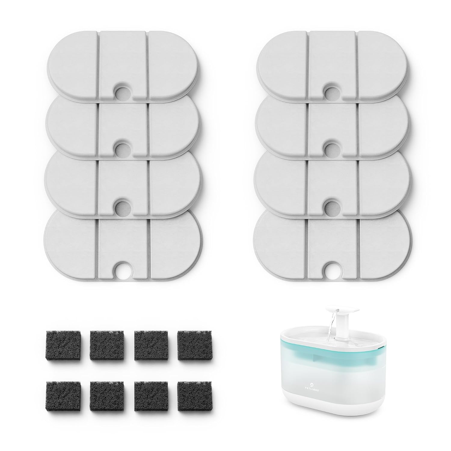 PETLIBRO 4 Packs Replacement Filters for Dockstream Cat Water Fountain PLWF105/PLWF115/PLWF005, 2 Months Set of Replacement Filters for Ultra Quiet Pet Water Fountain