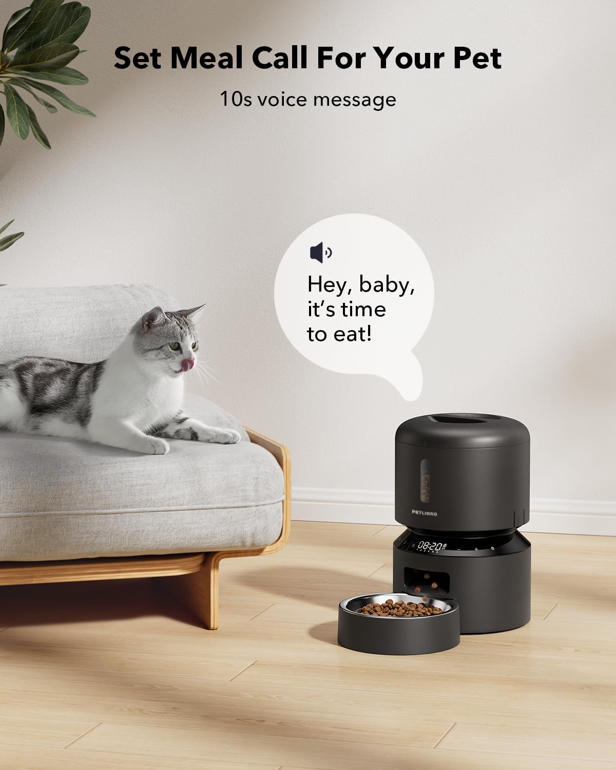PETLIBRO Automatic Cat Feeder – 3L Programmable Pet Food Dispenser with Airtight Storage, Timed Portion Control, Voice Meal Call & Dual Power Supply, Clog-Free Healthy Feeding...