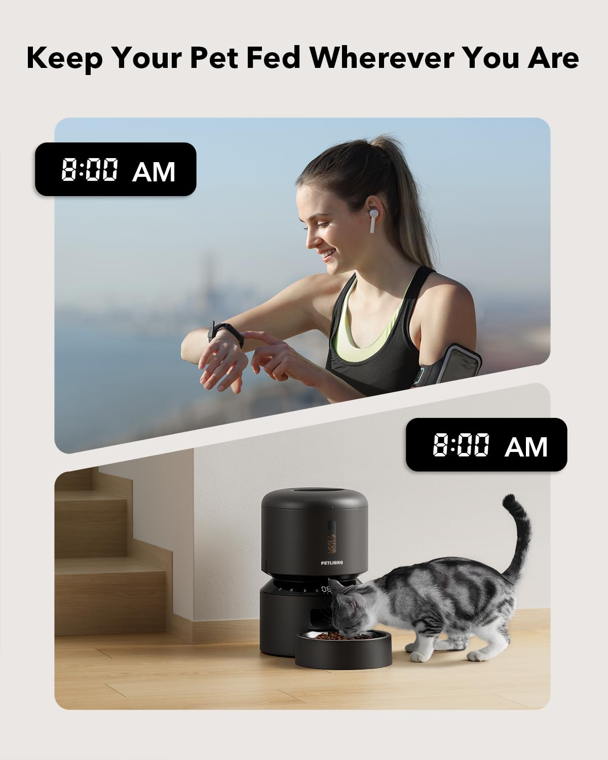 PETLIBRO Automatic Cat Feeder – 3L Programmable Pet Food Dispenser with Airtight Storage, Timed Portion Control, Voice Meal Call & Dual Power Supply, Clog-Free Healthy Feeding...
