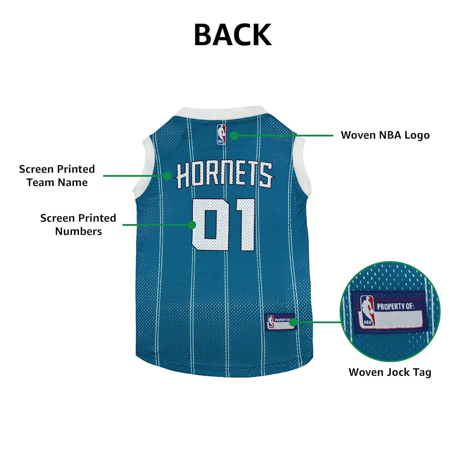 Pets First NBA Charlotte Hornets Dog Jersey, Medium- Tank Top Basketball Pet Jersey