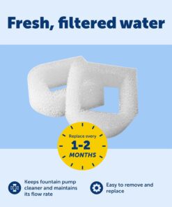 PetSafe Drinkwell Replacement Foam Filters - Compatible with PetSafe Ceramic and Stainless Steel Pet Fountains for Water Dispensers, 2 Pack (PAC00-13711)
