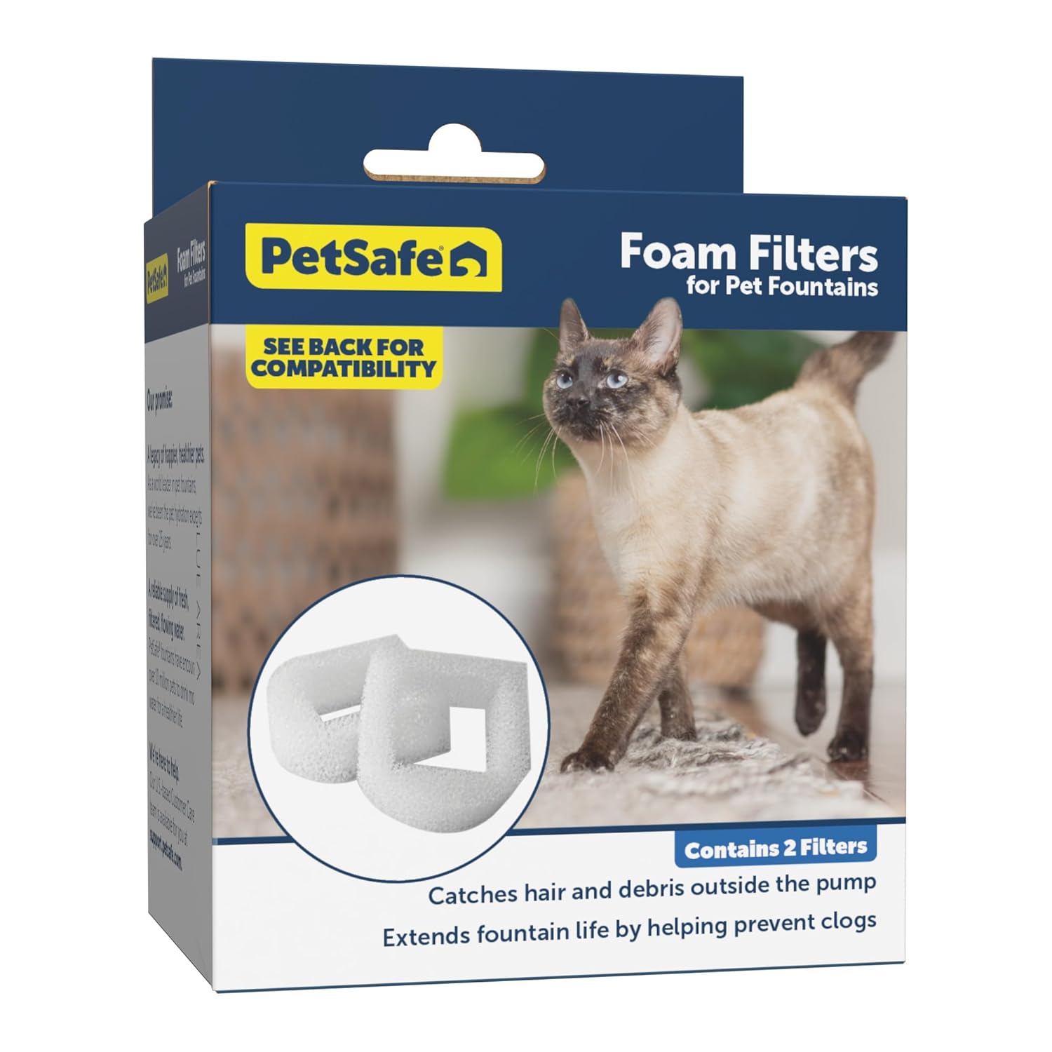 PetSafe Drinkwell Replacement Foam Filters - Compatible with PetSafe Ceramic and Stainless Steel Pet Fountains for Water Dispensers, 2 Pack (PAC00-13711)