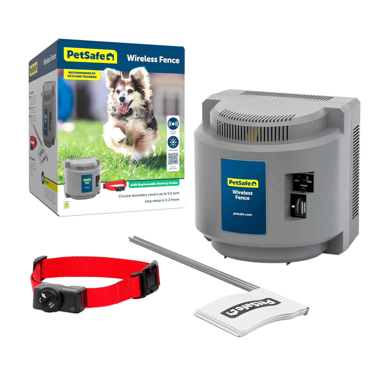 PetSafe Wireless Pet Fence Containment System Receiver Collar Only for Dogs and Cats Over 5 lb., Waterproof with Tone and Static Correction - from The Parent Company of...