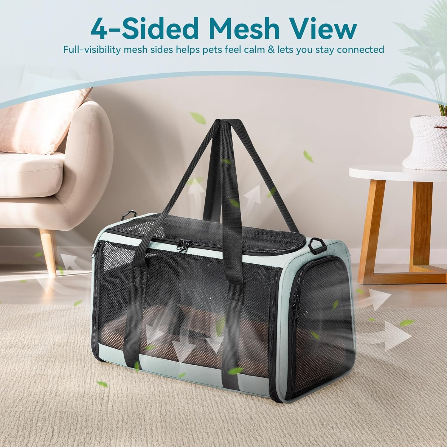 PETSFIT Soft-Sided Cat Carrier with Patented Safety Buckles, Lockable Zippers & Safety Tether,Escape-Resistant Travel Pet Carrier for Car Rides & Vet Visits, Airline Approved...