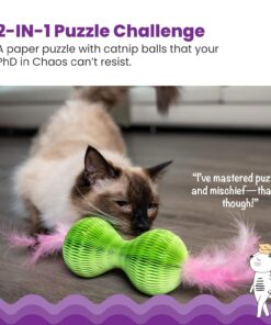 Petstages Honeycomb Hide-A-Ball Catnip Cat Toy – 2-in-1 Scratcher and Catnip Toy with Feathers and Corrugated Shell