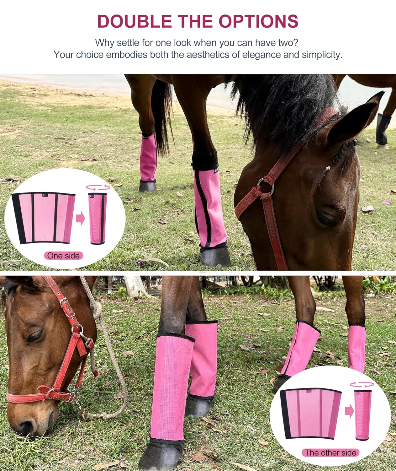 Pony/Donkey Fly Boots Set of 4, Breathable Mesh Protectores para Caballos, Indoor & Outdoor UV Protective Leg Boots for Turnout, Lightweight Fly Protection for Horse Legs(Small,...