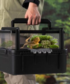 Portable Reptile Cage Carrier Tank with Handle Reptile Transport Container Terrarium Box Habitat Cage Pet Houses for Turtle, Gecko, Bearded Dragon, Lizard, Frog, Snake, Spider