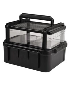 Portable Reptile Cage Carrier Tank with Handle Reptile Transport Container Terrarium Box Habitat Cage Pet Houses for Turtle, Gecko, Bearded Dragon, Lizard, Frog, Snake, Spider