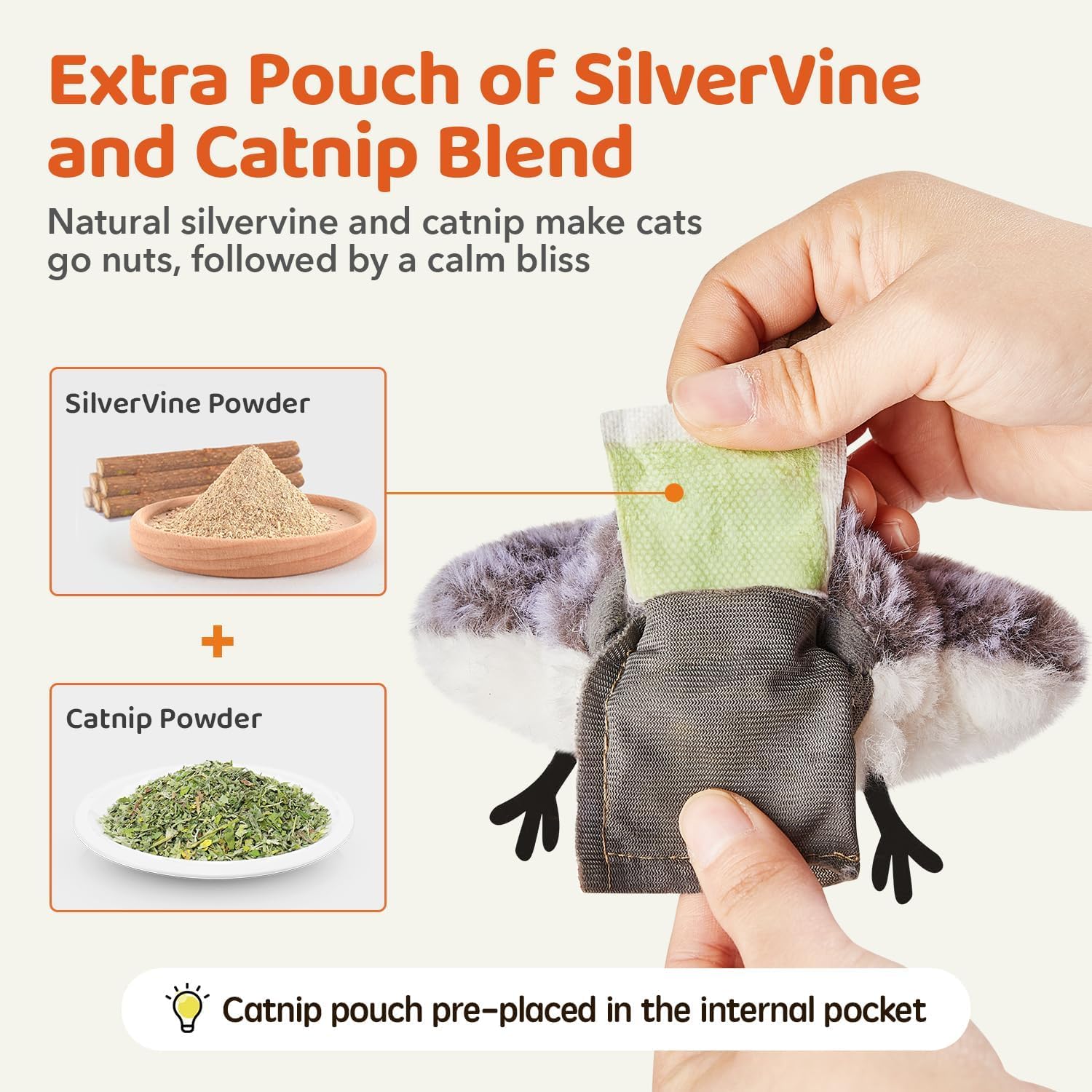 Potaroma Cat Toys Flapping Bird (No Flying), Lifelike Sandpiper Chirp Tweet, Rechargeable Touch Activated Kitten Toy Interactive Cat Exercise Toys for All Breeds Cat Kicker...